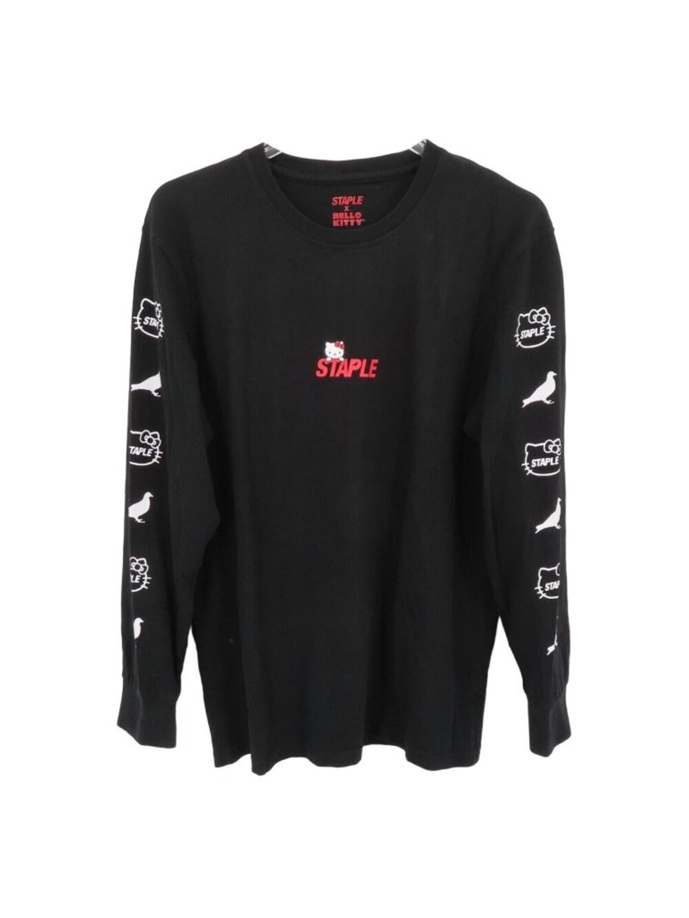 Staple x Hello Kitty Mens Medium Black Crew Neck Long Sleeve Tee T Shirt Black